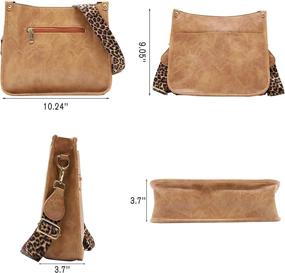 img 3 attached to 🐆 Chic Leopard Print Leather Crossbody Bags & Wallets - Stylish Medium Handbags for Women