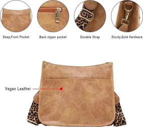 img 2 attached to 🐆 Chic Leopard Print Leather Crossbody Bags & Wallets - Stylish Medium Handbags for Women