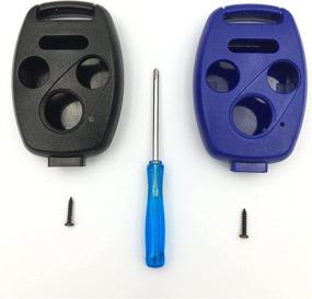 img 1 attached to Henrida Keyless Entry Remote Key Housing Replacement For Honda Accord Civic Ex Pilot Key Fob Shell Case，For Honda 3 1 Buttons With Screwdriver (Black Blue)