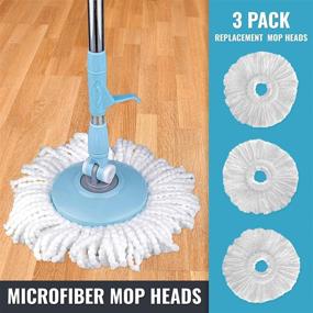 img 3 attached to Premium Microfiber Spin Mop Refills (3-Pack) with Reusable Silicone Gloves - Easy Cleaning Replacement Heads in Round Standard Size (Blue)