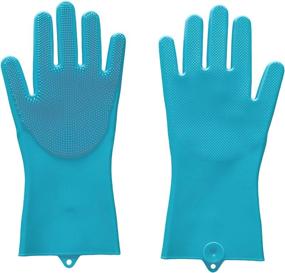 img 1 attached to Premium Microfiber Spin Mop Refills (3-Pack) with Reusable Silicone Gloves - Easy Cleaning Replacement Heads in Round Standard Size (Blue)