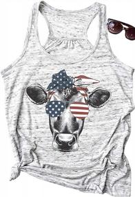 img 4 attached to USA Flag Tank Top Women Funny Cow Shirts 4Th July Tank Patriotic Sleeveless Shirt Summer Casual Racerback Vest Tee Top