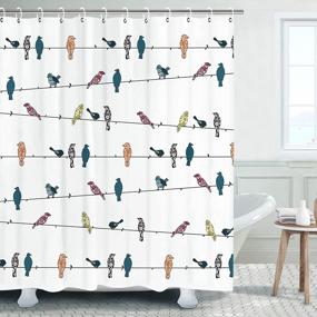 img 2 attached to Cute & Funny Animal Shower Curtain - LIVILAN Bird With Flowers Decor For Bathroom, 72Wx72H Inch