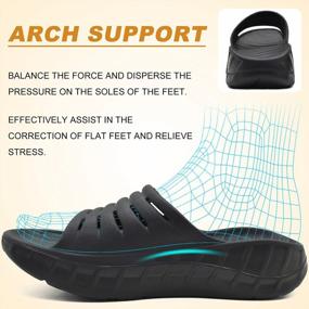 img 2 attached to Удобные сандалии с поддержкой свода стопы для мужчин - KuaiLu Orthotic Plantar Fasciitis Recovery Sports Slides с толстой амортизацией для снижения нагрузки на стопы, суставы и спину после тренировки