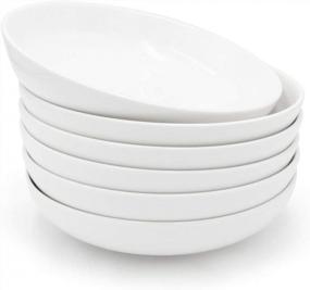 img 4 attached to 6-Piece Ceramic Pasta Bowls Set - Durable Porcelain Salad Bowls, 26Oz Capacity, Dishwasher & Microwave Safe - KitchenTour White Collection