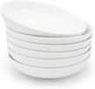 6-piece ceramic pasta bowls set - durable porcelain salad bowls, 26oz capacity, dishwasher & microwave safe - kitchentour white collection logo