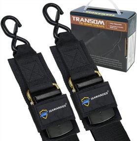 img 4 attached to 2-Pack Seamander Marine Tie Down Straps With S-Hooks And Safety Clips - 2" X 48" UV Treated Straps For Boating Safety, Jetski & PWC Trailer