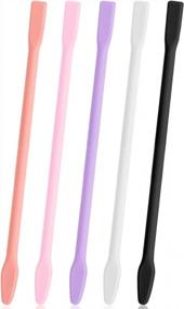 img 4 attached to 5Pcs Large Silicone Stir Sticks, Gartful Reusable Epoxy Stir Sticks, Craft Tools For Mixing Resin, Paint, Liquid, Making Glitter Tumblers, Art & Craft Projects, Orange & Pink & Purple & White & Black
