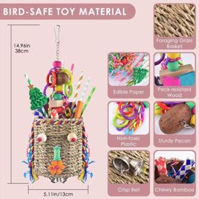 img 3 attached to Seagrass Basket Bird Toy With Chewable Parrot Toys - Ideal Foraging Toys For Small-To-Medium-Sized Parrot Birds By KATUMO