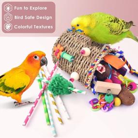 img 2 attached to Seagrass Basket Bird Toy With Chewable Parrot Toys - Ideal Foraging Toys For Small-To-Medium-Sized Parrot Birds By KATUMO