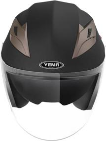 img 1 attached to 🏍️ Small Matte Black DOT Approved YEMA Helmet YM-627 - Open Face Motorcycle Helmet for Adult Men and Women - Motorbike Moped Jet Bobber Pilot Crash Chopper 3/4 Half Helmet with Sun Visor