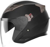 🏍️ small matte black dot approved yema helmet ym-627 - open face motorcycle helmet for adult men and women - motorbike moped jet bobber pilot crash chopper 3/4 half helmet with sun visor logo