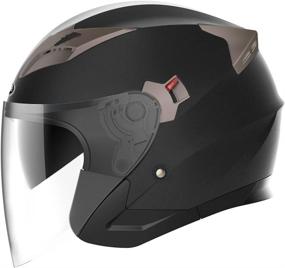 img 4 attached to 🏍️ Small Matte Black DOT Approved YEMA Helmet YM-627 - Open Face Motorcycle Helmet for Adult Men and Women - Motorbike Moped Jet Bobber Pilot Crash Chopper 3/4 Half Helmet with Sun Visor