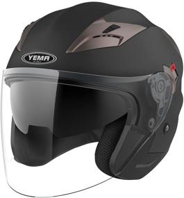 img 2 attached to 🏍️ Small Matte Black DOT Approved YEMA Helmet YM-627 - Open Face Motorcycle Helmet for Adult Men and Women - Motorbike Moped Jet Bobber Pilot Crash Chopper 3/4 Half Helmet with Sun Visor