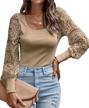 angashion women's blouses long sleeve square neck tops off shoulder sexy slim knit fall casual shirts logo