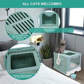 img 1 attached to Large Cat Litter Box with Lid - Foldable Top Entry Design for Easy Cleaning. Includes Tray, Plastic Scoop, and Portability. No Smell!