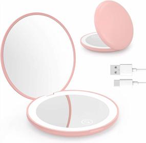 img 4 attached to ZUZZEE Compact Rechargeable Lighted Makeup Mirror, 5X Magnifying Mirror with Light, Small Hand Mirror for Travel, Distortion Free, Touch Screen Dimmable, Handheld, Ideal Gifts for Women and Girls