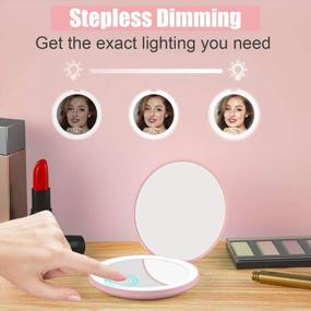 img 3 attached to ZUZZEE Compact Rechargeable Lighted Makeup Mirror, 5X Magnifying Mirror with Light, Small Hand Mirror for Travel, Distortion Free, Touch Screen Dimmable, Handheld, Ideal Gifts for Women and Girls