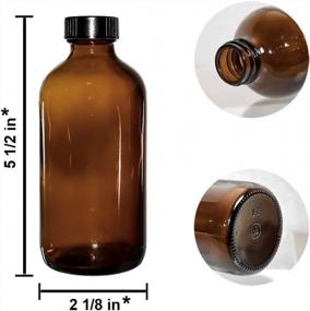 img 3 attached to 48-Pack 8 Oz. Amber Boston Round Glass Bottles With Black Poly Cone Cap - Perfect For Essential Oils, Syrups, And More!