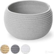 🧺 woven gray small rope basket - organizing and storage solution for small dog toys, cat toys, montessori items, missing socks, and hand towels in bathroom - 10"w x 6.5"h логотип