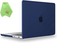 ueswill matte hard shell case cover for 2021 & 2022 macbook pro 16 inch model a2485 with m1 pro / m1 max chip & touch id + microfiber cloth, navy blue logo