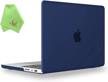 ueswill matte hard shell case cover for 2021 & 2022 macbook pro 16 inch model a2485 with m1 pro / m1 max chip & touch id + microfiber cloth, navy blue logo