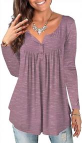 img 4 attached to Floral Printed Plus Size Tunic Tops: Long Sleeve Casual Henley V Neck Shirts For Women By Jesdani