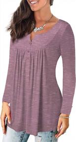 img 3 attached to Floral Printed Plus Size Tunic Tops: Long Sleeve Casual Henley V Neck Shirts For Women By Jesdani