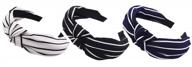 set of 3 handmade wide striped cloth cross knot hair hoops - fashionable headbands for women - hair accessories (3 colors) logo