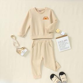 img 3 attached to Adorable Sun Graphic Romper Set For Baby Boys And Girls: CM C&M WODRO Crewneck Sweatshirts And Pants Pullover Outfits