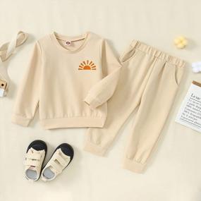 img 2 attached to Adorable Sun Graphic Romper Set For Baby Boys And Girls: CM C&M WODRO Crewneck Sweatshirts And Pants Pullover Outfits