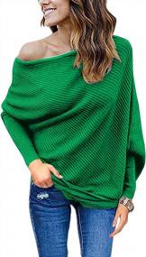img 3 attached to Women'S Off Shoulder Batwing Sleeve Loose Pullover Sweater Knit Jumper Tunics Top By GOLDSTITCH