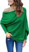 women's off shoulder batwing sleeve loose pullover sweater knit jumper tunics top by goldstitch logo