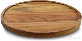 img 4 attached to 9-Inch Acacia Wood Lazy Susan Kitchen Turntable Organizer for Efficient Cabinet, Pantry, and Table Organization