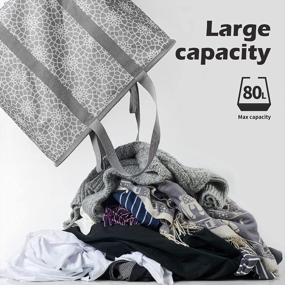 img 2 attached to YOHOM 80L Large Laundry Basket Collapsible Hamper Convenient Travel Tote Storage Foldable Basket For Dorm Dirty Clothes Market Groceries (Gray Flower, Large)