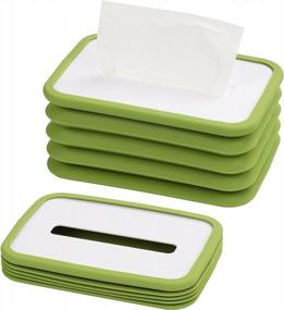 img 4 attached to Green Emibele Rectangle Silicone Foldable Tissue Box Cover - Perfect For Bathroom, Living Room, Dining Room, Bedroom & More!