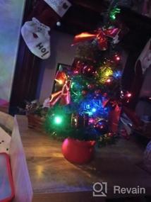img 5 attached to 20-дюймовая Елка с предварительно установленными светильниками тёплого белого и мультицветного света и украшениями - идеальное рождественское украшение для стола и рабочего стола.