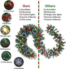 img 3 attached to IMucci 9 FT 100 LED Christmas Garland: Add Holiday Cheer To Your Fireplace Mantel & Table Decor!