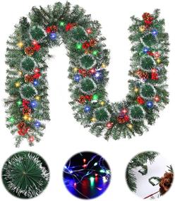 img 4 attached to IMucci 9 FT 100 LED Christmas Garland: Add Holiday Cheer To Your Fireplace Mantel & Table Decor!