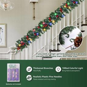 img 1 attached to IMucci 9 FT 100 LED Christmas Garland: Add Holiday Cheer To Your Fireplace Mantel & Table Decor!