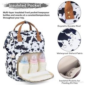 img 2 attached to 🐄 Premium Waterproof Diaper Bag Backpack: A Stylish and Functional Women's Travel Baby Nappy Changing Bag (Cow Print)