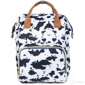 img 4 attached to 🐄 Premium Waterproof Diaper Bag Backpack: A Stylish and Functional Women's Travel Baby Nappy Changing Bag (Cow Print)