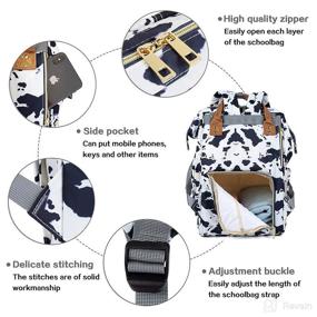 img 1 attached to 🐄 Premium Waterproof Diaper Bag Backpack: A Stylish and Functional Women's Travel Baby Nappy Changing Bag (Cow Print)