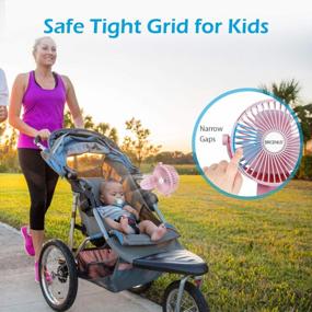 img 2 attached to Портативный и перезаряжаемый розовый пристегивающийся вентилятор для детских колясок и приключений на свежем воздухе