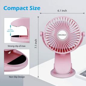 img 3 attached to Портативный и перезаряжаемый розовый пристегивающийся вентилятор для детских колясок и приключений на свежем воздухе