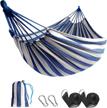450lbs portable anyoo garden cotton hammock with tree straps, travel bag - comfortable fabric for camping outdoor/indoor patio backyard hanging durable hammock logo