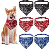 🐶 6-piece adjustable buckle dog bandana collar set for small & medium dogs | triangle scarfs in black, red, blue | perfect for dog birthday parties logo