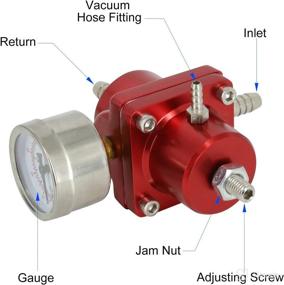 img 1 attached to 🔧 High-Performance Aluminum Fuel Pressure Regulator Kit – Universal 0-140 PSI, Adjustable with Gauge, 6AN Fuel Line Hoses, and Install Tool Accessories (Red)