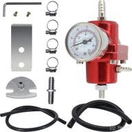 🔧 high-performance aluminum fuel pressure regulator kit – universal 0-140 psi, adjustable with gauge, 6an fuel line hoses, and install tool accessories (red) логотип