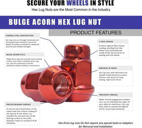 img 2 attached to Wheel Accessories Parts Set Of 20 Red 1/2 Lug Nuts Closed End Bulge Acorn Lug Nuts 1